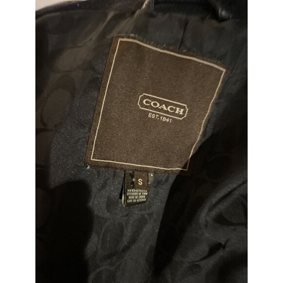 Coach Pea Coat womens Small button‎ pockets Mohair Wool Blend Leather Trim black - Picture 6 of 7